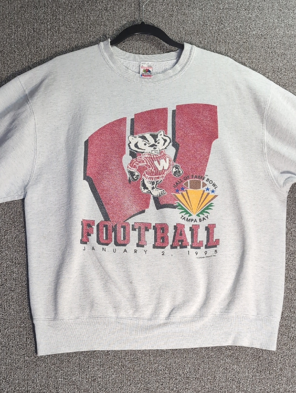 Vintage 1995 Wisconsin Badgers Hall of Fame Bowl Sweatshirt Size L Supercotton - Picture 4 of 10